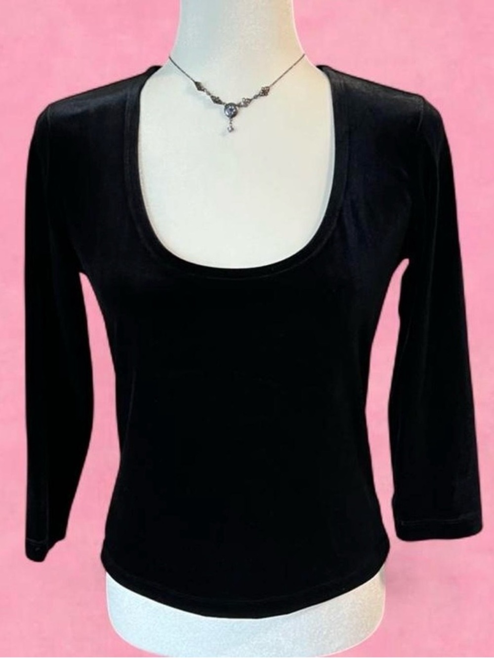 The Limited Black Scoop Neck velvet Long Sleeve Top